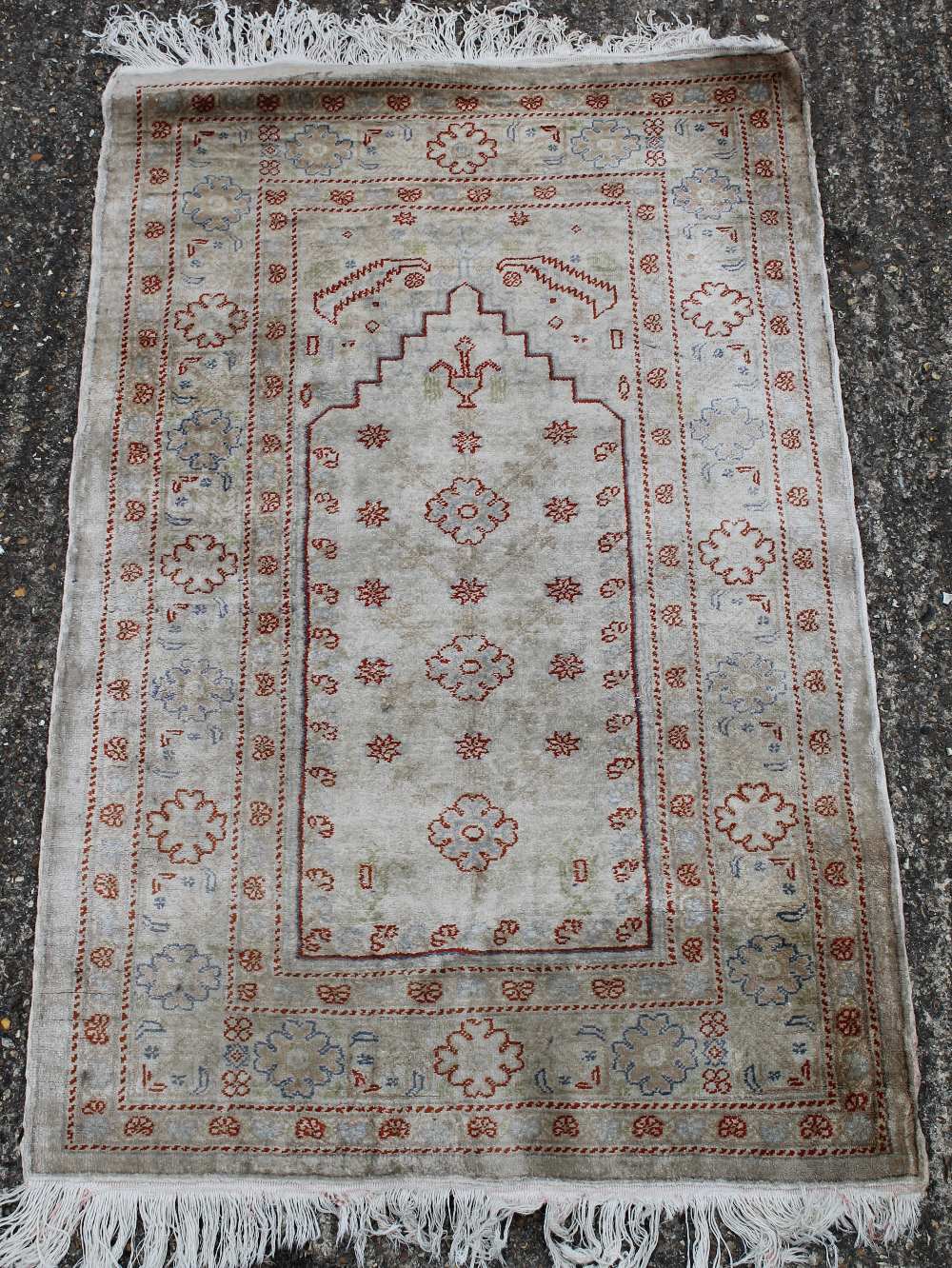 A Caucasian wool rug, 145 x 220 cm and a cream ground rug, 90 x 40 cm. - Image 4 of 6