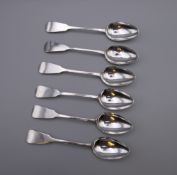 Six George III teaspoons, hallmarked for Newcastle 1780, maker's mark of John Brown. 64.4 grammes.
