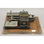 A cased Electrical Company Ltd London Mignon Model 2 typewriter, manufactured in Berlin.