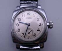 A gentleman's Rolex Oyster cushion strapped case wristwatch, with bow tie sector dial,