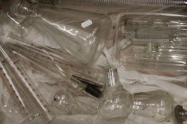 A collection of vintage chemist/scientific glassware, etc.