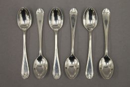 A set of six silver teaspoons. 2.9 troy ounces.