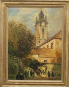 OTTO HUNTE (1881-1960), Church, oil on canvas, framed. 58.5 x 79 cm.