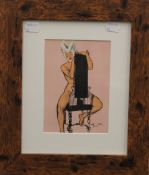 A 1950s lithograph, framed and glazed. 11.5 x 16.5 cm.