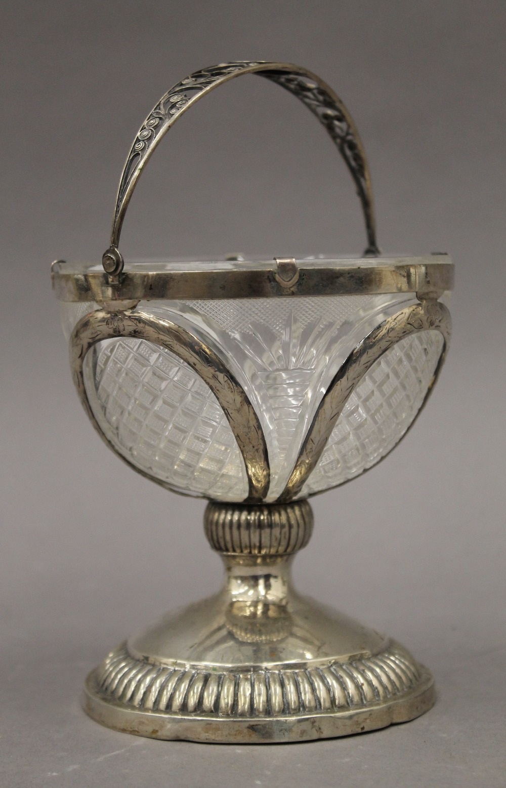 An early silver glass lined basket. 18.5 cm high. - Image 2 of 4