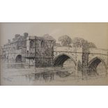 SYDNEY JONES (1881-1966) British, St Ives Bridge Cambridgeshire, pencil sketch,