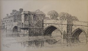 SYDNEY JONES (1881-1966) British, St Ives Bridge Cambridgeshire, pencil sketch,