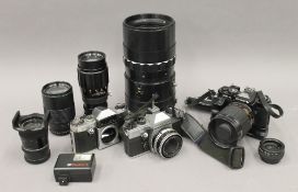 A quantity of camera equipment.