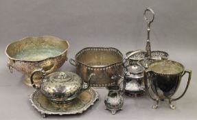 A quantity of various silver plated ware, etc.