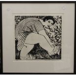 ANITA KLEIN (born 1960) Australian, Digging in the Garden, dry point etching, framed and glazed.