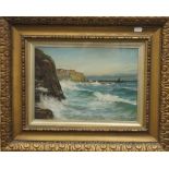 COLIN HUNTER, Coastal Scene, oil, framed and glazed. 33.5 x 23.5 cm.
