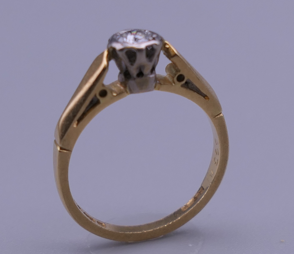 An 18 K gold diamond solitaire ring. Ring size L/M. - Image 2 of 5