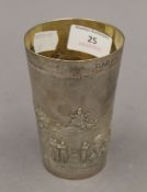 A 19th century Indian silver beaker. 11.5 cm high. 5.3 troy ounces.