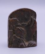 A Chinese bronze mountain seal. 4 cm high.