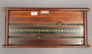 An early 20th century snooker score board. 54.5 cm wide.