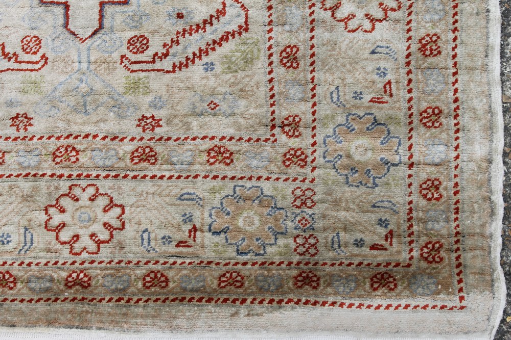 A Caucasian wool rug, 145 x 220 cm and a cream ground rug, 90 x 40 cm. - Image 6 of 6