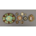 Eight various antique framed/boxed reliquaries. The largest 14.5 cm wide.