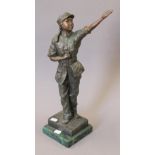 A bronze model of a Chinese female soldier. 46 cm high.