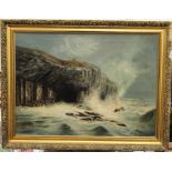 Fingal's Cave, oil, signed E L ROYLE, framed. 74 x 54 cm.