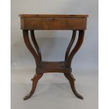 A 19th century mahogany work table. 52 cm wide.