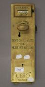 A vintage brass Cero patent toilet door lock. 35 cm high.