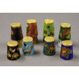 Twelve cloisonne thimbles