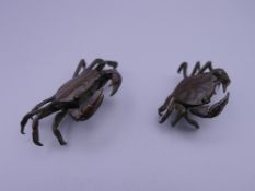 Two models of crabs. The largest 5 cm wide.