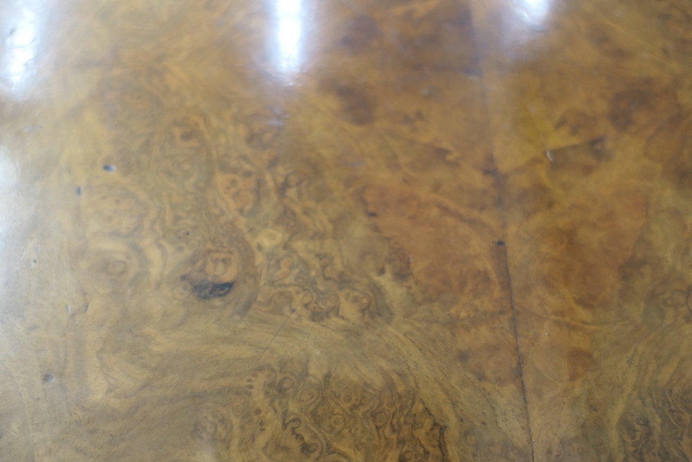 A Victorian burr walnut octagonal loo table. 144 cm wide. - Image 5 of 24