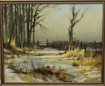 JOHN LINES, Winter Scene, oil on board, framed. 75 x 59.5 cm.