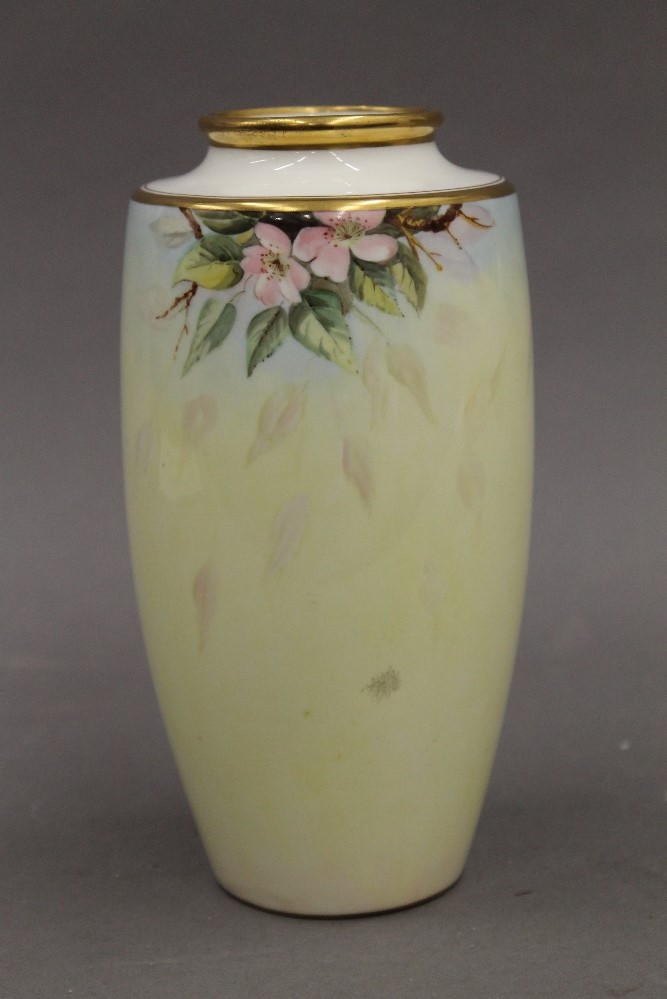 A Worcester style fruit painted vase, signed E Woodhouse. 18 cm high. - Image 2 of 2