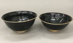 A pair of Chinese Jun Ware type bowls. 11.5 cm diameter.