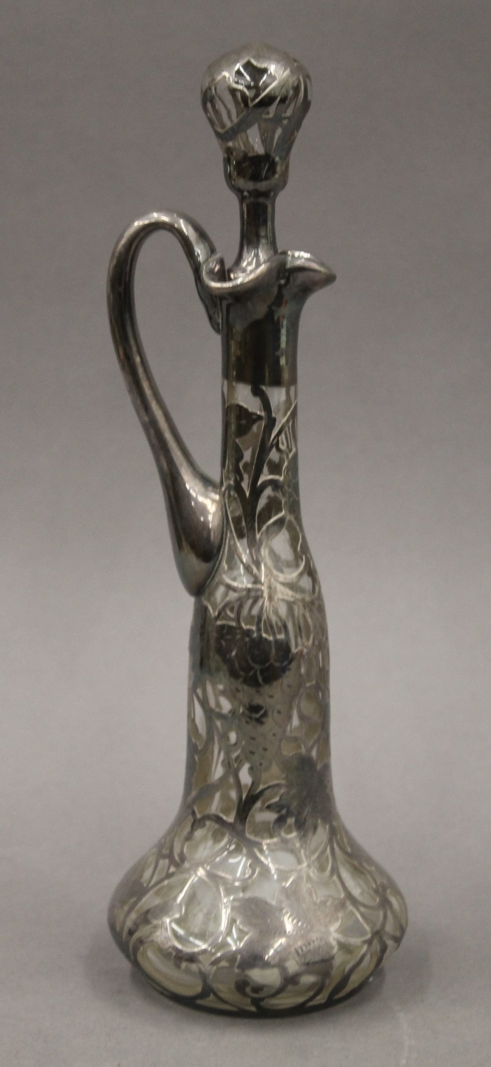 An unmarked silver overlay claret jug. 28.5 cm high. - Image 2 of 3