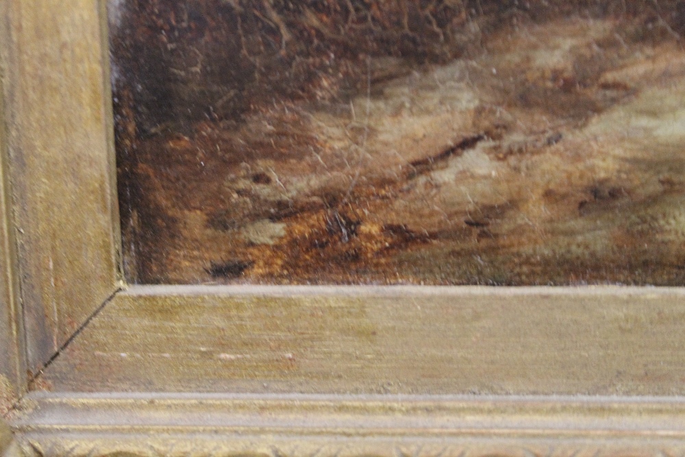 A 19th century oil on canvas, Travellers on a Path before a Village, framed. 29.5 x 22 cm. - Image 2 of 4