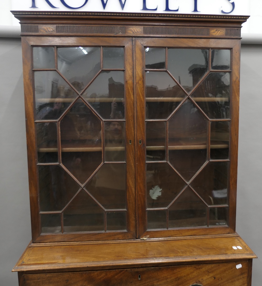 A George III mahogany secretaire bookcase. 206 cm high. - Image 3 of 17