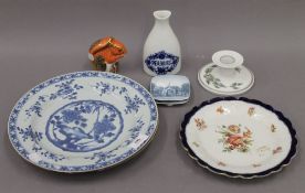 A Royal Copenhagen candlestick and other various ceramics,