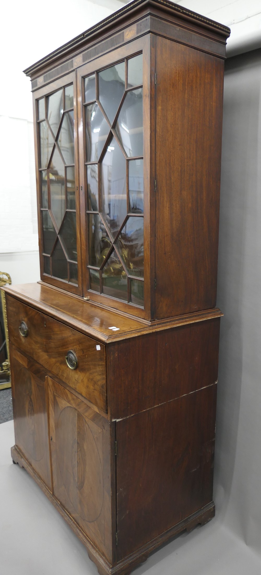A George III mahogany secretaire bookcase. 206 cm high. - Image 14 of 17