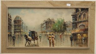 CORTESE, Paris Street Scene, oil, signed, framed. 80 x 39.5 cm.