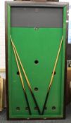 A vintage bar billiards table, with accessories. 195 cm long.
