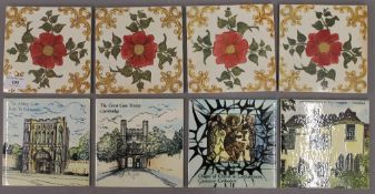 Eight various decorative tiles