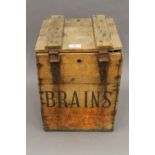 A vintage Brains Brewery crate.