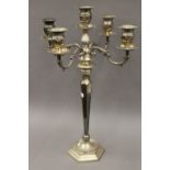 A large silver plated candelabra. 77 cm high.