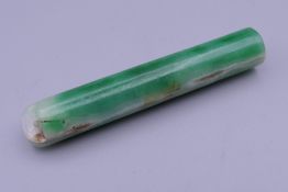 A Chinese jade hat peg. 7.5 cm long.