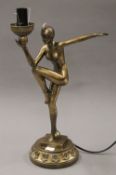 An Art Deco style girl form lamp. 43 cm high.