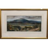 The Lake District Scene, oil, indistinctly signed J ELLETHCORN, framed and glazed. 54 x 24 cm.