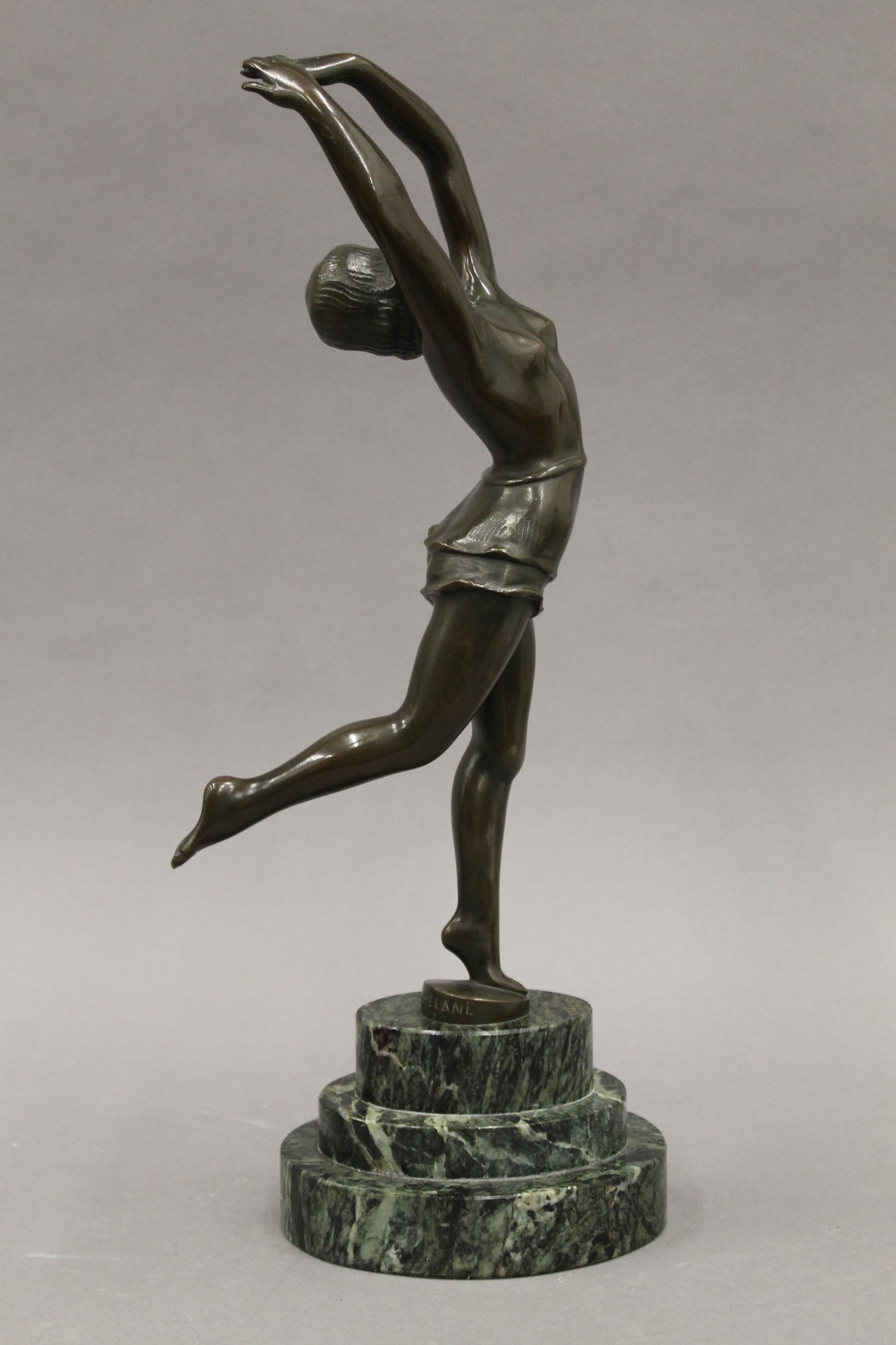 A patinated bronze model of an Art Deco dancing lady, signed S MELANI, - Image 5 of 5