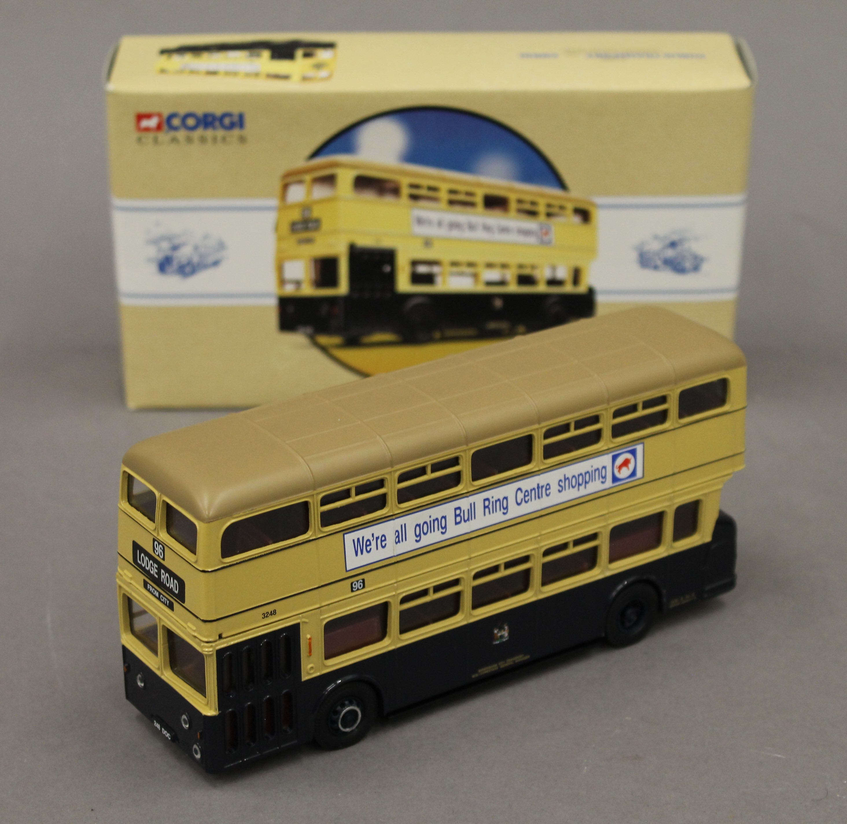 A boxed Corgi Classics Daimler Fleet Line Birmingham City Transport.
