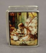 A small silver box decorated with a fairy and a mouse. 3 cm high.