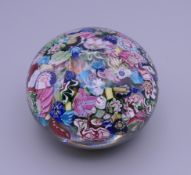 A glass paperweight.