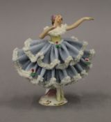 A Continental porcelain ballerina. 11 cm high.