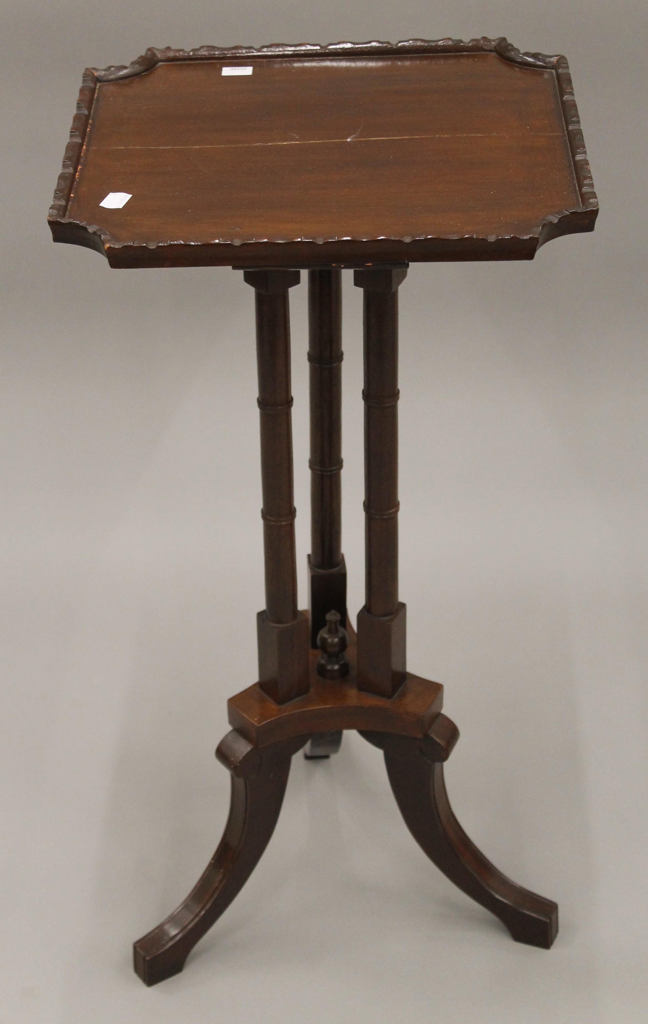 A pair of reproduction mahogany side tables. Each 36.5 cm square., 72 cm high. - Image 2 of 5